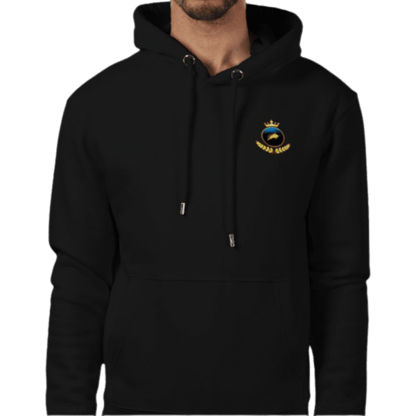 Front view of Sable Crown Premium Hoodie, mens luxury activewear from ElitePulse at Investor GCC